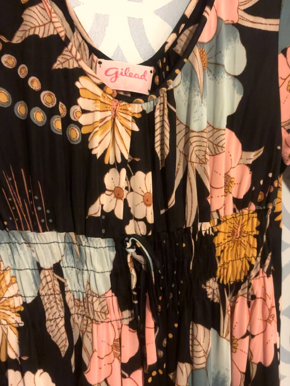 G by Giuliana Black Maxi Dress with Pink, Blue & Yellow Floral - Picture 2 of 4